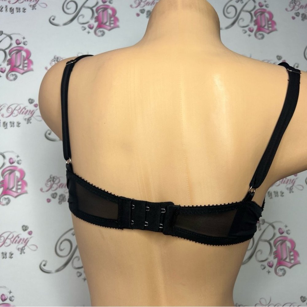 Victoria’s Secret bra diamonds red black lace bling tie shimmer shiny y2k ❤️💎🎀 - Picture 9 of 12